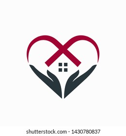 home logo that forms symbol of love