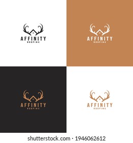 Home logo is unique combination of deer antlers and simple and elegant house