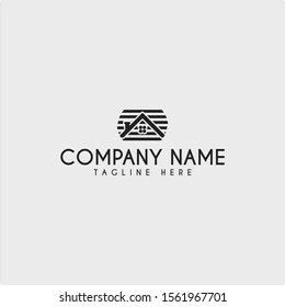 Home Logo Vector with Black Stripes Style