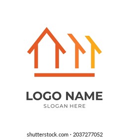 vectores de logotipo casero con estilo de color naranja y amarillo
