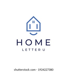home logo vector modern simple with letter U