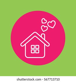 home love care heart valentine line icon