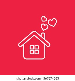 home love care heart valentine line icon