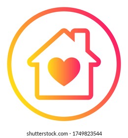 Home with love colorful vector border icon isolated on white background.