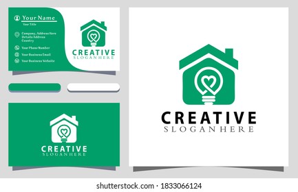 Ilustración vectorial de diseño de logotipo creativo de amor en el hogar, plantilla de tarjeta de visita
