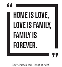 Home is love, love is family, family is forever, family rules, inspirational design quote, motivational quotes, typography illustration lettering quotes