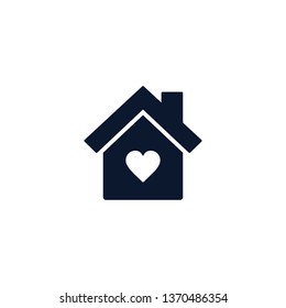 Home love heart icon, house withing heart shape, flat design vector.