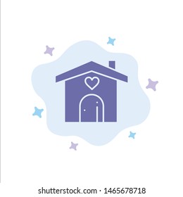 Home, Love, Heart, Wedding Blue Icon on Abstract Cloud Background. Vector Icon Template background