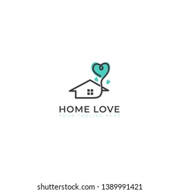 Home and Love Logo Design, Home Vector, Love Vector - Love in Home