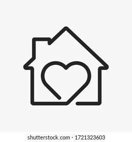 Home love peace. Home protection concept. Heart inside house