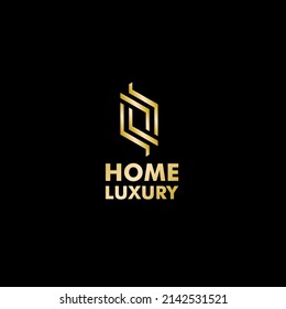 home luxury logo with gold icon, vector