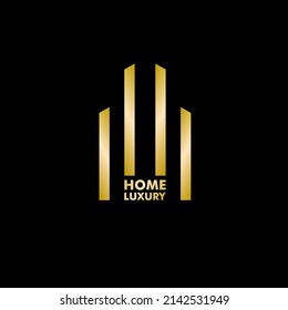 home luxury logo with gold icon, vector