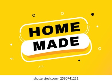 Home made banner yellow colour template and label design. Vector element set design.