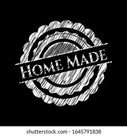 Home Made chalkboard emblem on black board. Vector Illustration. Detailed.