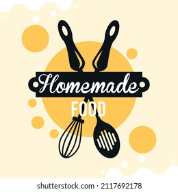 home made food lettering and cutleries
