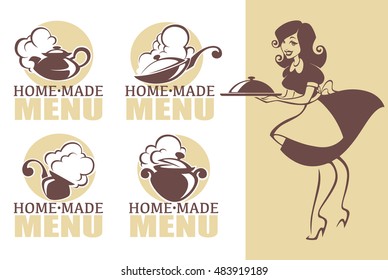 home made food, vector icon, symbols and logo collection