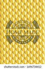 Home Made golden emblem or badge. Scales pattern. Vector Illustration. Detailed.