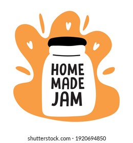 home made jam lettering in jar silhouette style icon vector illustration design