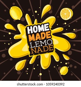 Home Made Lemonade Typographic Design With A Splash. Vector Graphic