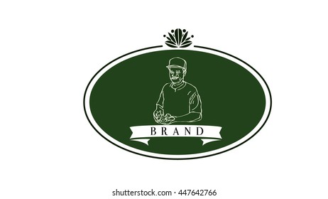 Home made local spices vector logo template. Label design element