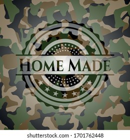Home Made on camo texture. Vector Illustration. Detailed.