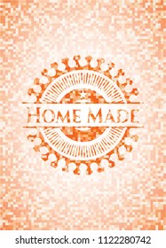Home Made orange mosaic emblem with background