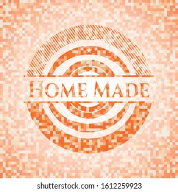 Home Made orange mosaic emblem with background