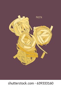 home made pasta sketch vector.