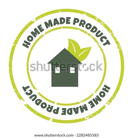Home made product label. Vector illustration of eco, bio, organic and natural product badge, icon, logo, sticker. Grunge textured circle emblem.