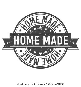 Home Made Stamp Grunge Icon. Ribbon Symbol Handmade Family Production Vector Seal.