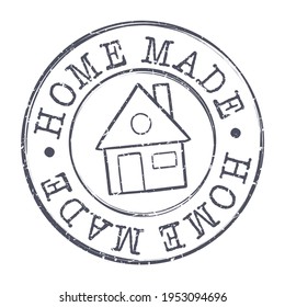 Home Made Stamp Grunge Icon. Symbol Handmade Family Production Vector Seal.