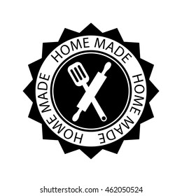 Home Made Sticker, logo, icon on white,  Flat vector illustration