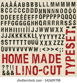 Home made woodcut typeset