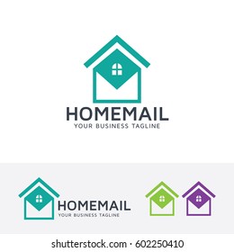 Home mail logo design. Creative house logo concept. Vector logo template