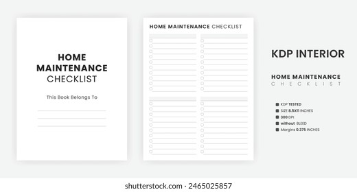 Home Maintenance Checklist Printable, Home Repair Log Template, Chore List, Household Management Notebook