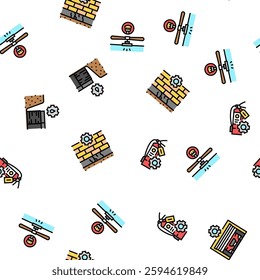 home maintenance cleaning vector seamless pattern thin line illustration