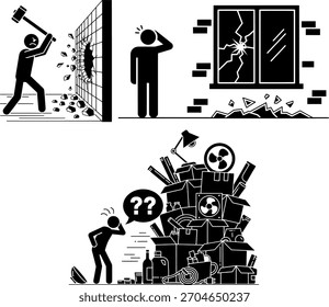 Icono de problemas de mantenimiento y destrucción del hogar