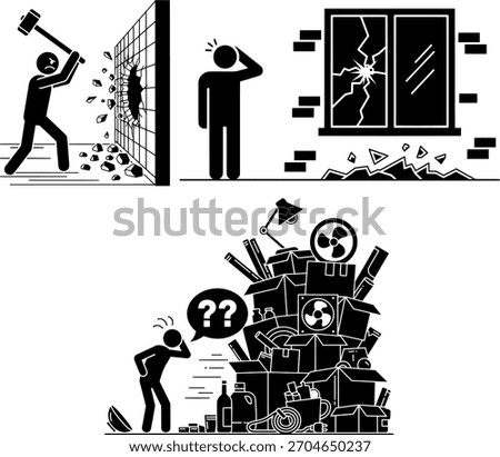 Home Maintenance and Destruction Problems Icon Set