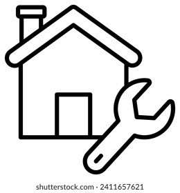 Ilustración vectorial de línea de icono de mantenimiento residencial