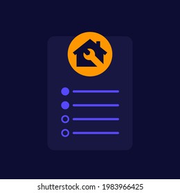 home maintenance list, dark vector design
