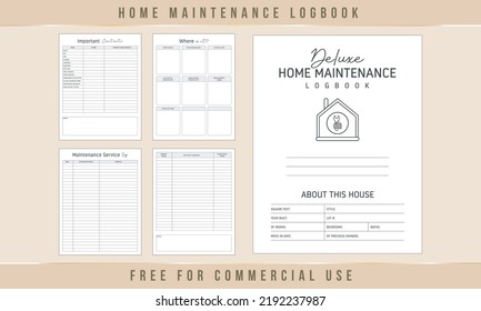 Home Maintenance Log Book Interior Template