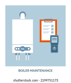 Home maintenance and repair: boiler installation, inspection and repair, concept icon