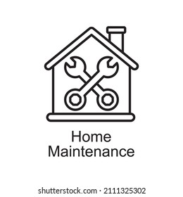 Ilustración de diseño de iconos de esquema del vector de mantenimiento del hogar. Símbolo de mejoras en el hogar sobre el fondo blanco Archivo EPS 10