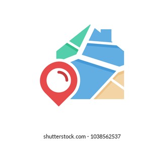 Home Map Icon Logo Design Element
