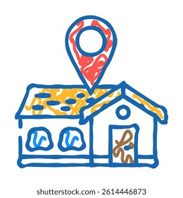 home map location doodle icon sketch vector. home map location sign. isolated symbol illustration