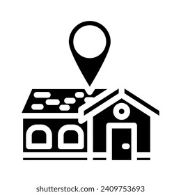 Heimatplan-Position Glyphsymbol Vektorgrafik. Ortszeichen der Heimatkarte. einzelne Symbolillustration