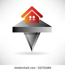 Home Map Location Icon, vector