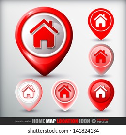 Home map location icon. Vector eps 10 Illustration.