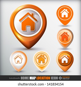 Home map location icon.  Vector eps 10 Illustration.