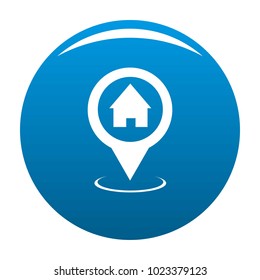 Home map pointer icon vector blue circle isolated on white background 